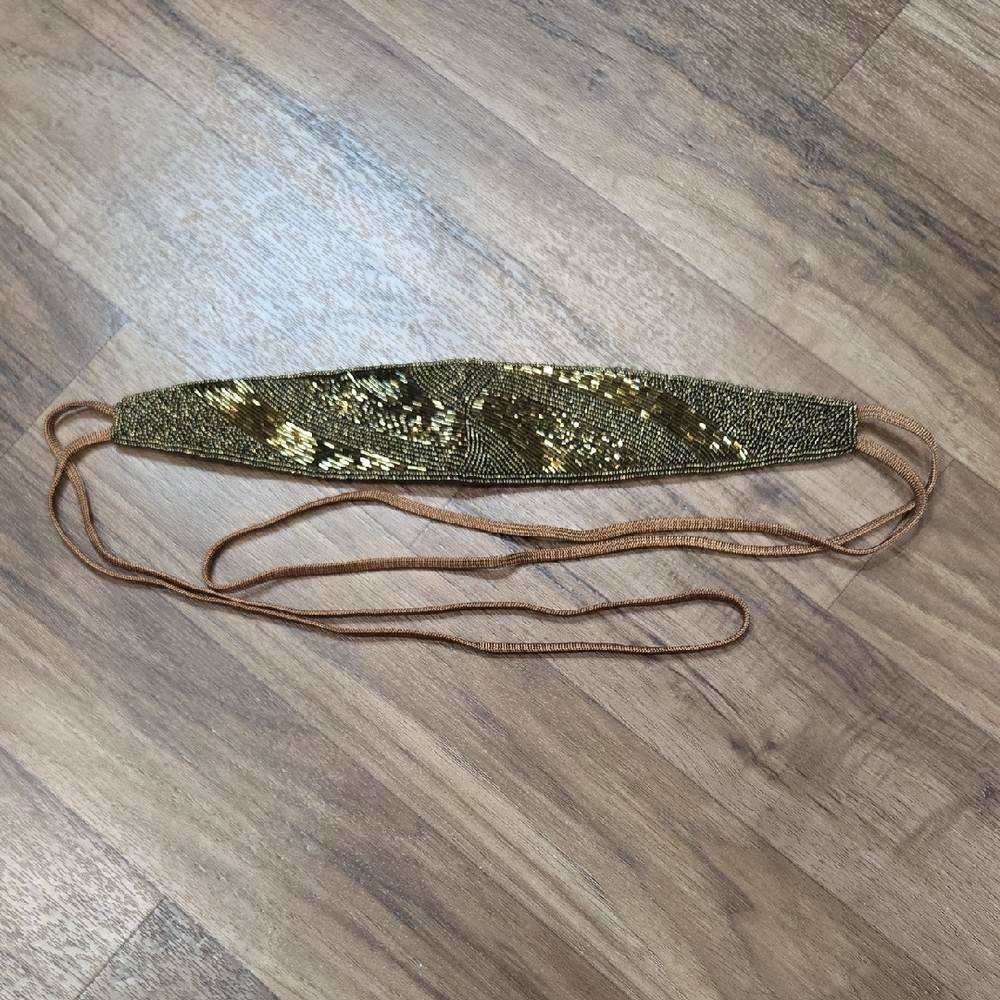 VINTAGE Gold Beaded Women's BELT / Headband ONE SIZE